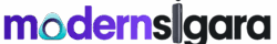 Logo reading 'modern guard' with a teal loop forming the 'o' and a dark vertical device between 'n' and 'g'